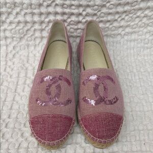 CHANEL Sequin Pink Espadrilles